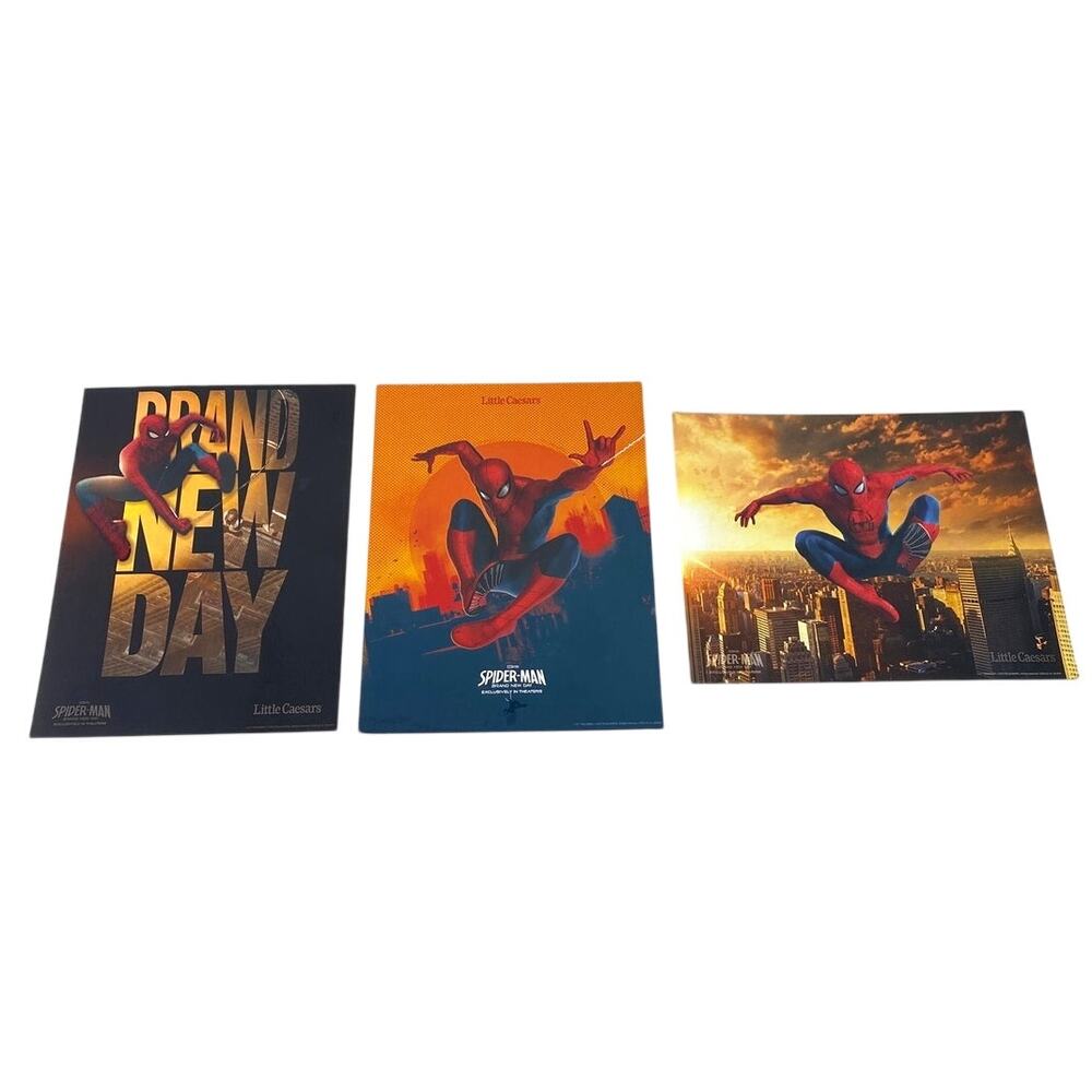 Spider Man Little Caesars Collectable Posters Set of 3 8.5 x 11 Marvel Superhero